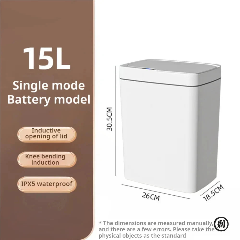 15L Smart Sensor Touchless Trash Can – Automatic Bagging Bathroom & Home Waste Bin