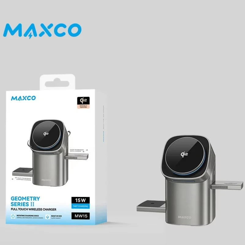 MAXCO Qi2 3'ü 1 Arada Manyetik Şarj Standı