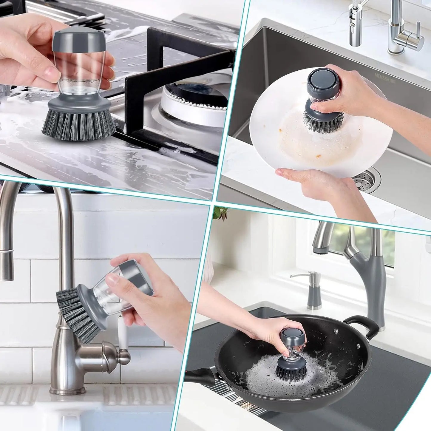 Press-to-Dispense Liquid Dish Soap Scrubber
