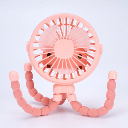 Multi-Functional Octopus Mini Fan – USB Rechargeable Flexible Tripod Stroller & Desk Cooling Fan