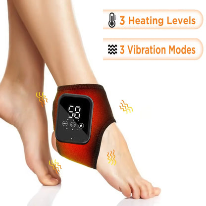 Cordless Heated Ankle Massager – Vibration & Heat Therapy Wrap for Foot Pain Relief