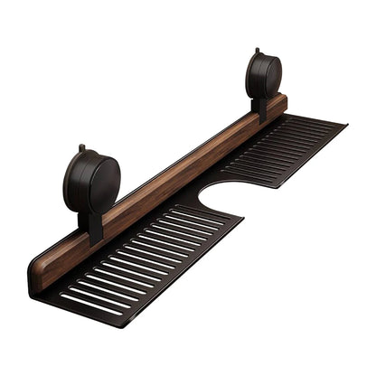 Premium Walnut Faucet Shelf | No-Drill Suction Bathroom Organizer