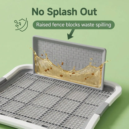 SplashGuard™ Premium Indoor Puppy Potty Tray | Anti-Splash Dog Toilet with Quick-Drain Mesh