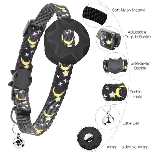Premium AirTag Cat Collar with Protective Case & Bell