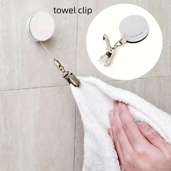 Automatic Rebound Towel Holder with Heavy-Duty Clip