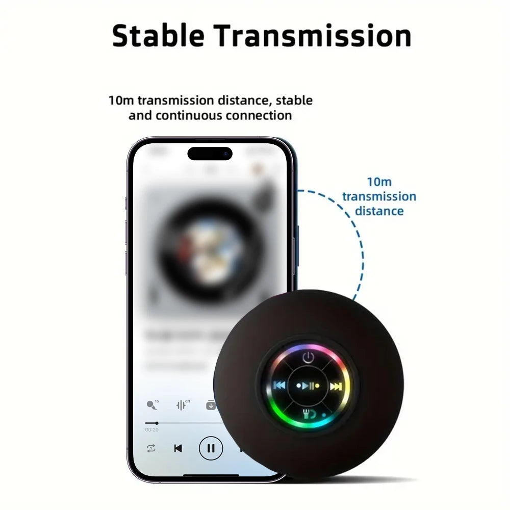 Portable Waterproof Bluetooth Speaker with LED Light & Stereo Sound