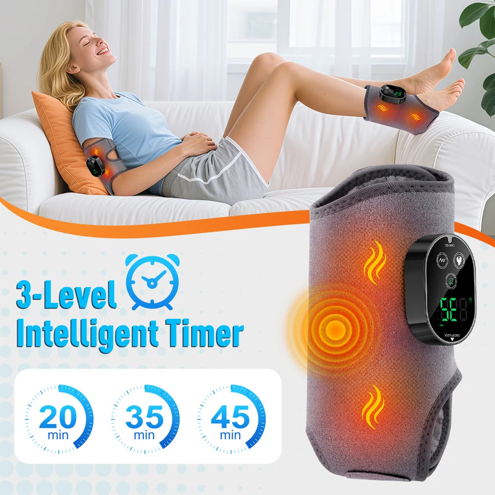 Cordless Heated Ankle Massager – Vibration & Heat Therapy Wrap for Foot Pain Relief