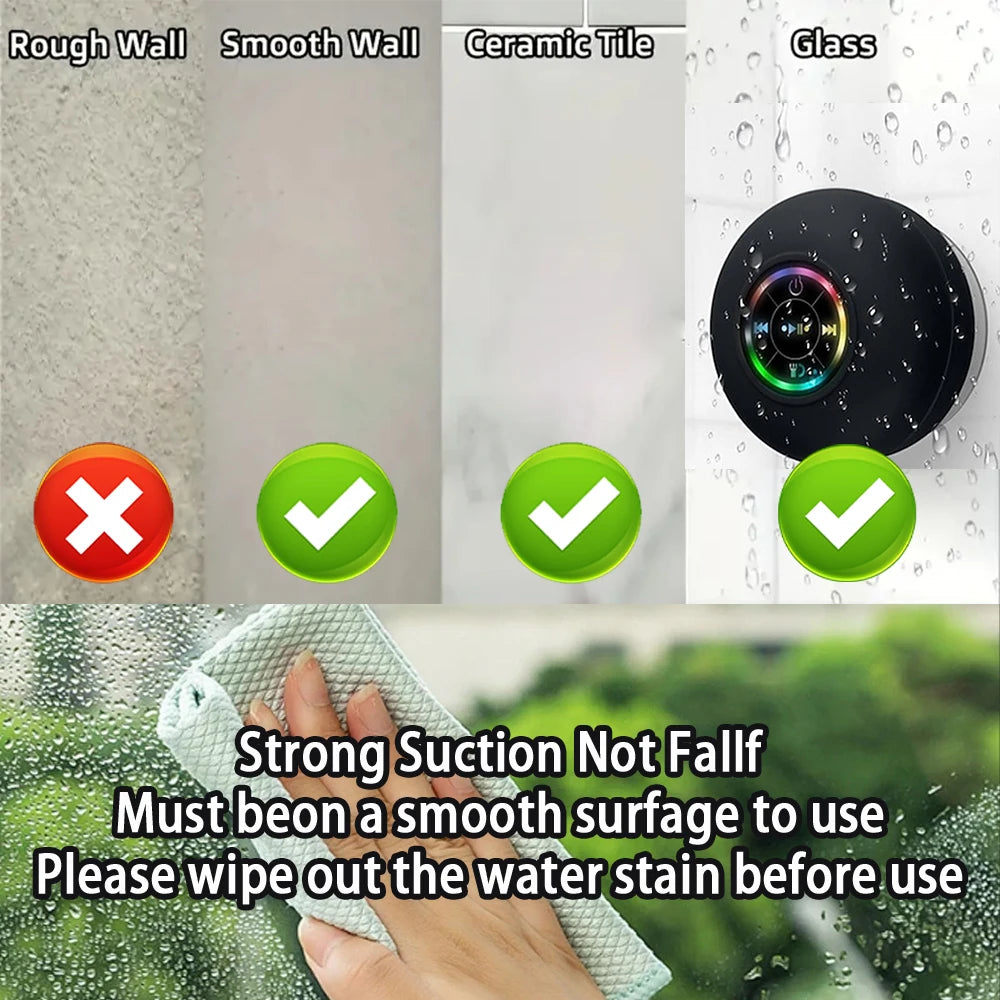 Portable Waterproof Bluetooth Speaker with LED Light & Stereo Sound