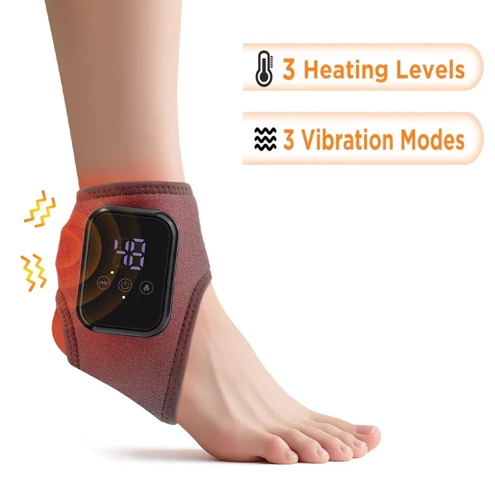 Cordless Heated Ankle Massager – Vibration & Heat Therapy Wrap for Foot Pain Relief