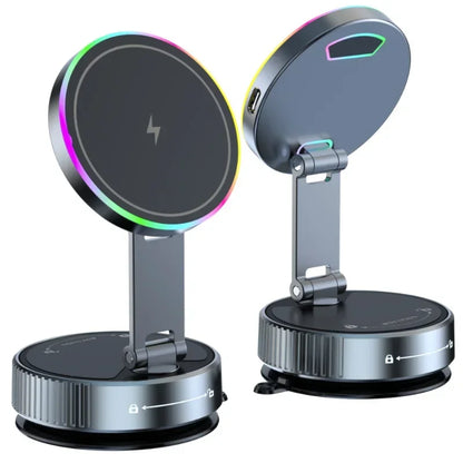 MagCharge Pro – Foldable Cooling Magnetic Car Mount with Fast Wireless Charging