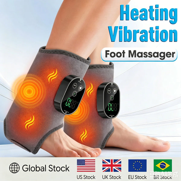 Cordless Heated Ankle Massager – Vibration & Heat Therapy Wrap for Foot Pain Relief