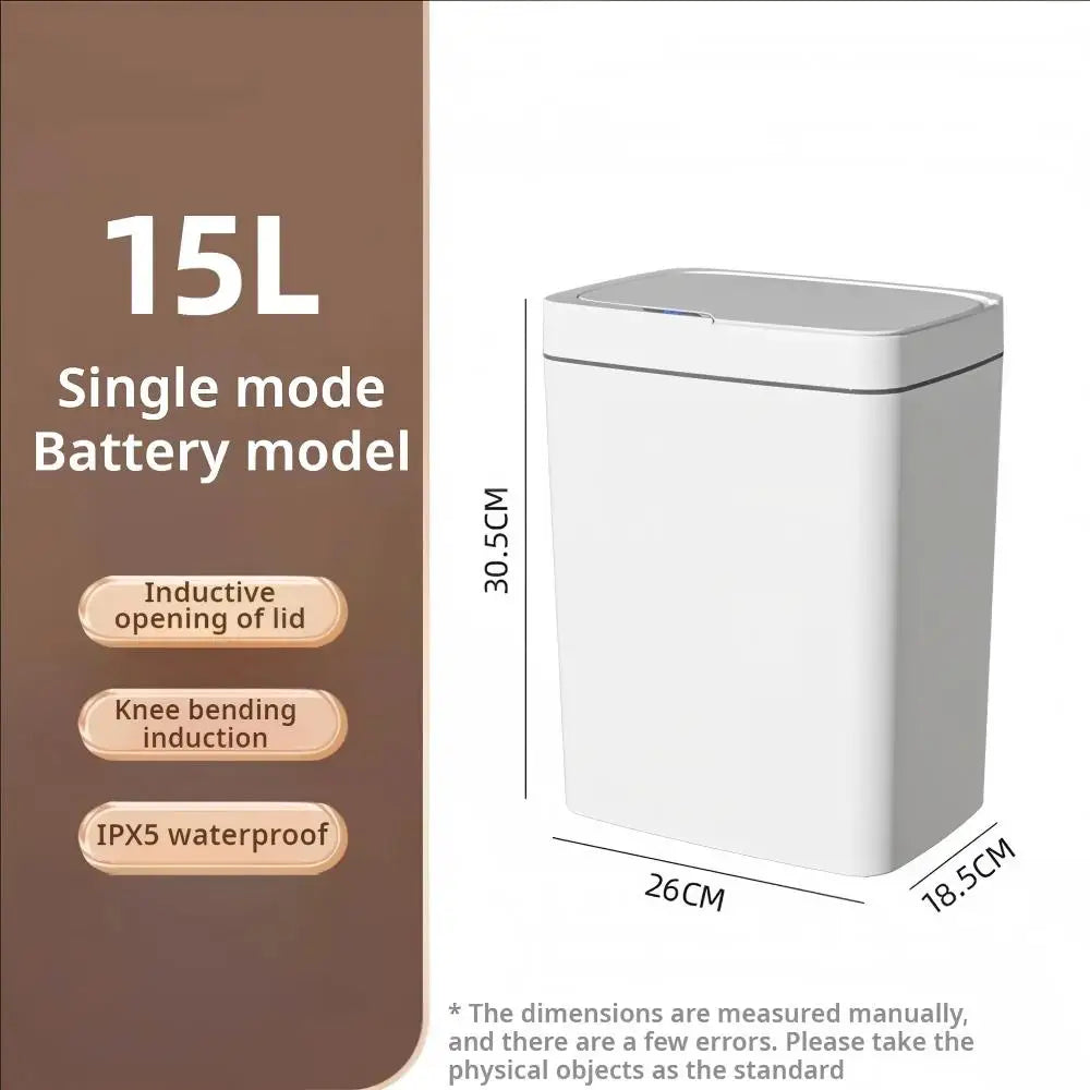 15L Smart Sensor Touchless Trash Can – Automatic Bagging Bathroom & Home Waste Bin