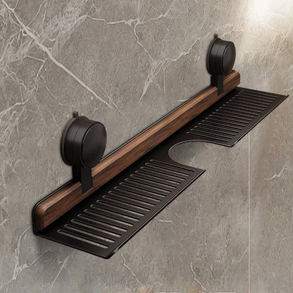 Premium Walnut Faucet Shelf | No-Drill Suction Bathroom Organizer