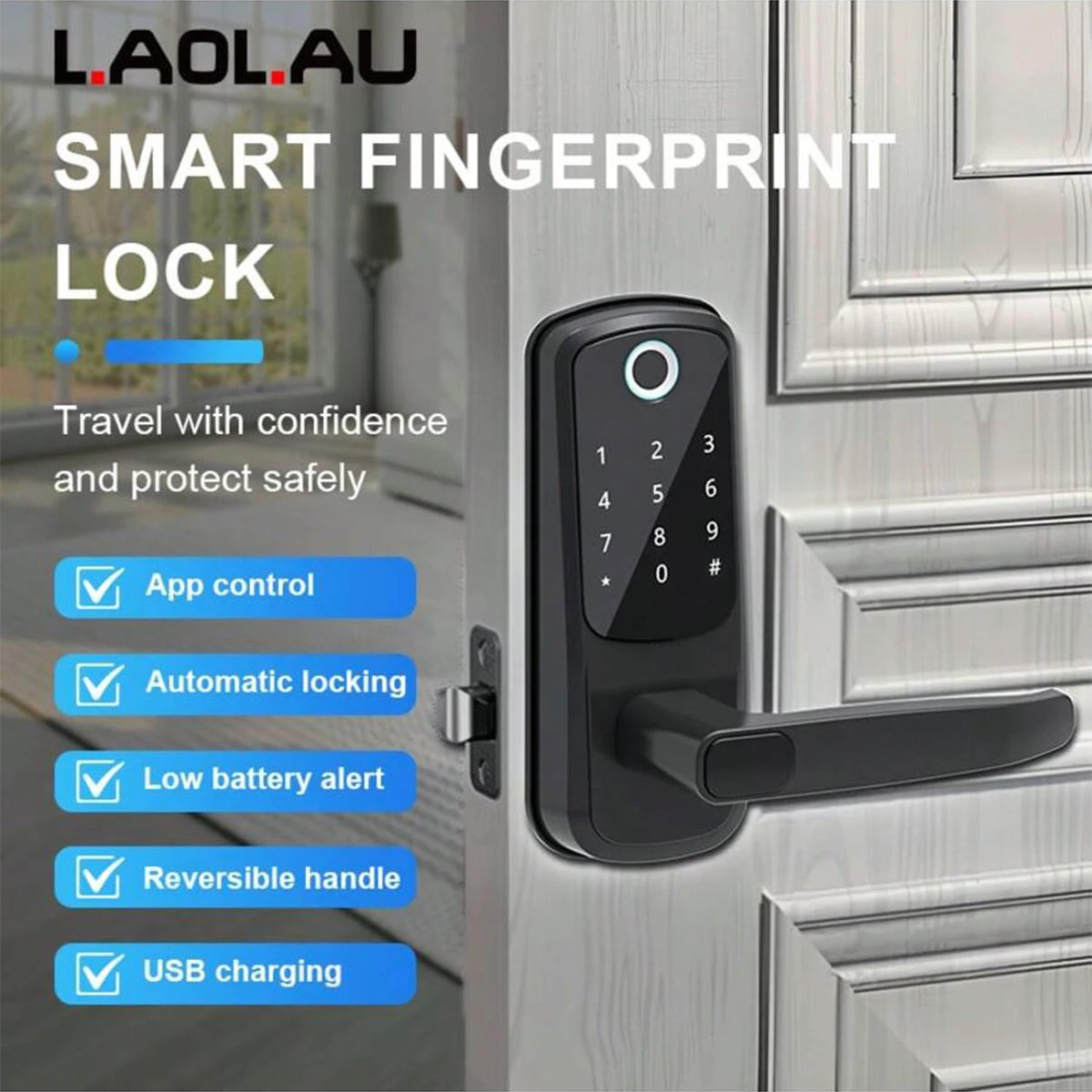 Smart Biometric Door Lock – Keyless Entry with Fingerprint, PIN & App Control