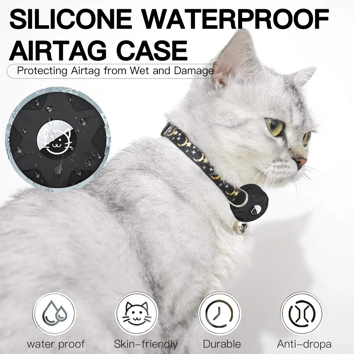 Premium AirTag Cat Collar with Protective Case & Bell