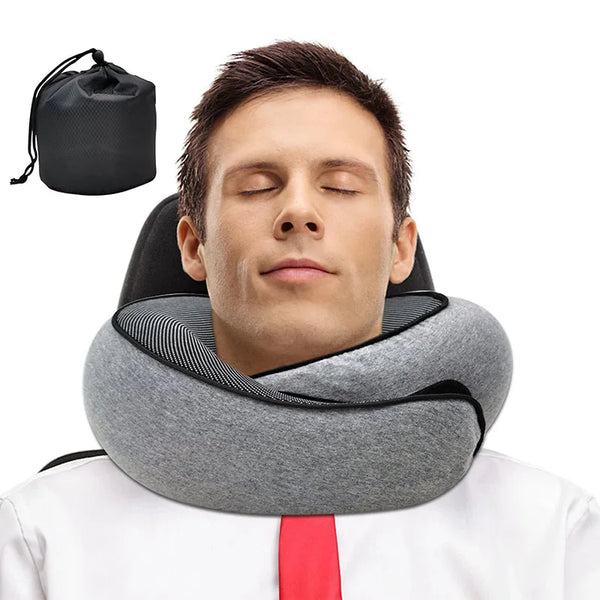 Ergonomic Memory Foam Travel Pillow for Neck Support