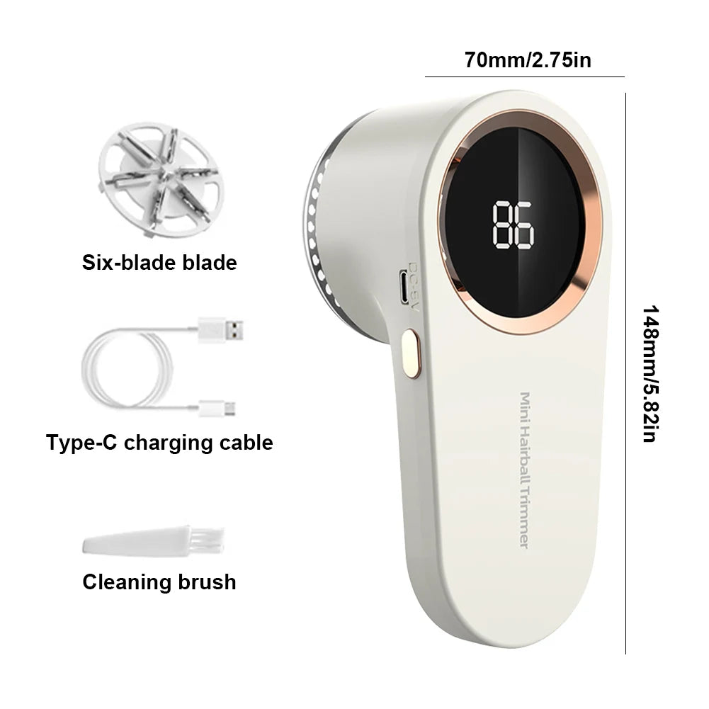 Digital Display Electric Fabric Shaver – USB Rechargeable Lint Remover