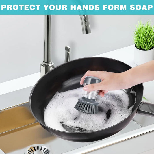 Press-to-Dispense Liquid Dish Soap Scrubber