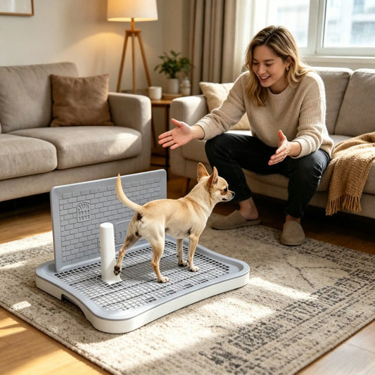 SplashGuard™ Premium Indoor Puppy Potty Tray | Anti-Splash Dog Toilet with Quick-Drain Mesh