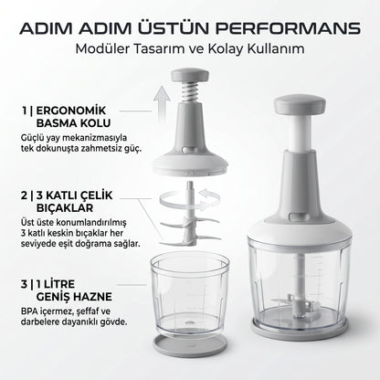 Premium Manuel El Tipi Sebze & Sarımsak Doğrayıcı