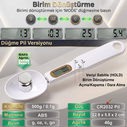 SpoonScale 0,1 g Hassasiyetli Dijital Kaşık Tartı